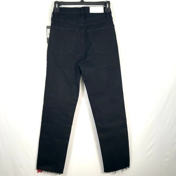 NEW Re Done 70s Stove Pipe Button Fly Jeans 24 Rip Torn Raw Fray Hem Knee Skater - Picture 8 of 11